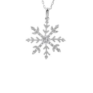 21mm Cubic Zirconia Snowflake Necklace in Sterling Silver, 18 Inch