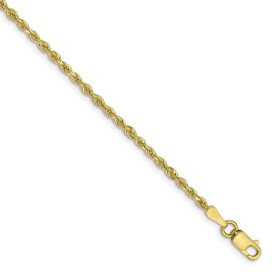 2mm 10k Yellow Gold D/C Quadruple Rope Chain Bracelet, 7 Inch