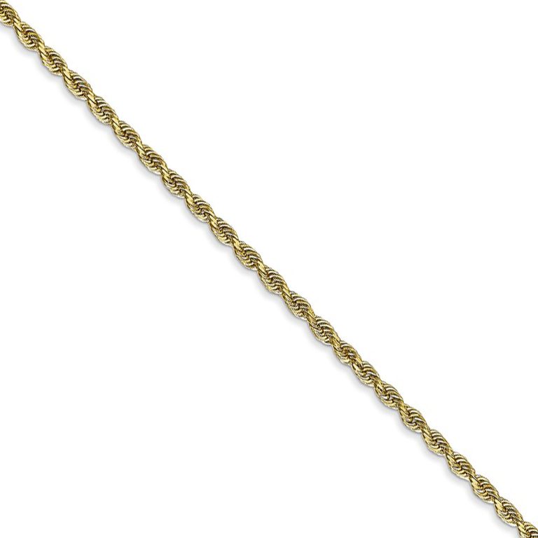 2mm 10k Yellow Gold D/C Quadruple Rope Chain Necklace, 16 Inch