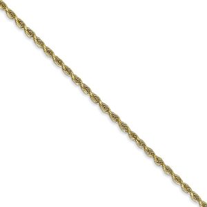 2mm 10k Yellow Gold D/C Quadruple Rope Chain Necklace, 22 Inch