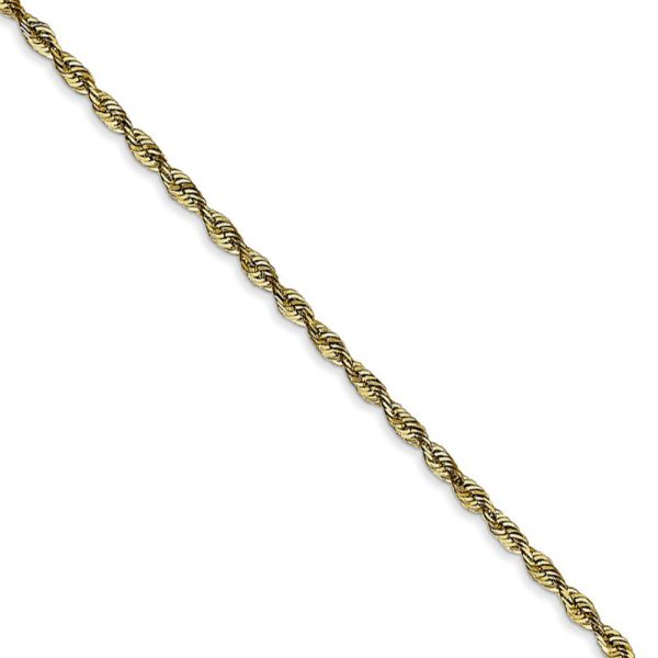 2mm 10k Yellow Gold Diamond Cut Hollow Rope Chain Necklace, 18 Inch