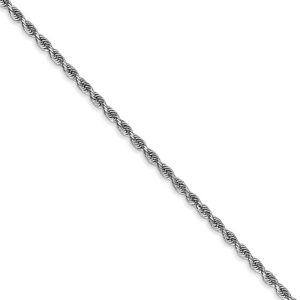 2mm, 14k White Gold D/C Quadruple Rope Chain Necklace, 16 Inch