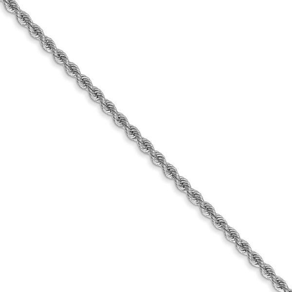 2mm, 14k White Gold, Handmade Solid Rope Chain Necklace, 16 Inch