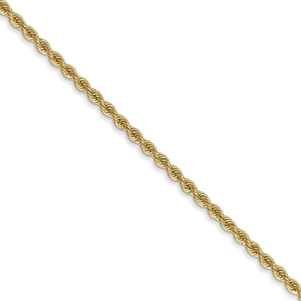 2mm 14k Yellow Gold Classic Solid Rope Chain Necklace, 22 Inch