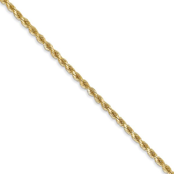 2mm, 14k Yellow Gold, Diamond Cut Rope Chain Necklace, 16 Inch