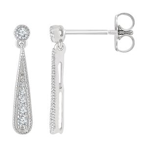 3 x 18mm 14k White Gold 1/6 CTW (H-I, I1) Diamond Teardrop Earrings