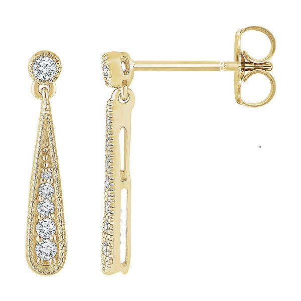 3 x 18mm 14k Yellow Gold 1/6 CTW (H-I, I1) Diamond Teardrop Earrings