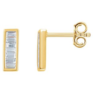 3 x 9mm 14k Yellow Gold 1/3 CTW (H-I,I1) Diamond Baguette Bar Earrings