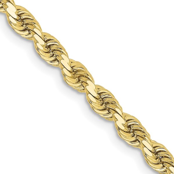 3.25mm 10K Yellow Gold Solid Diamond Cut Rope Chain Bracelet, 8 Inch