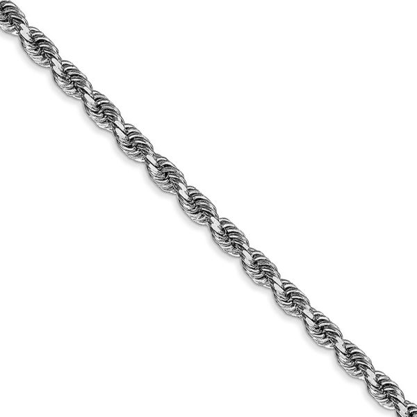 3.25mm 10k White Gold D/C Quadruple Rope Chain Necklace, 18 Inch