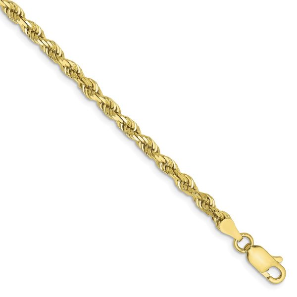 3.25mm 10k Yellow Gold D/C Quadruple Rope Chain Bracelet, 7 Inch