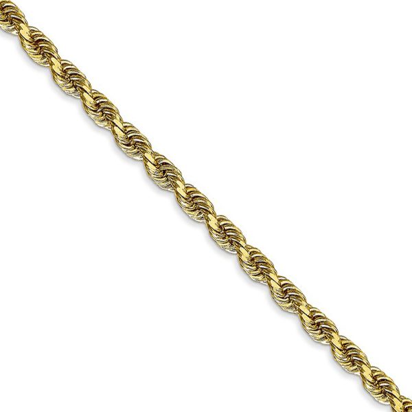 3.25mm 10k Yellow Gold D/C Quadruple Rope Chain Necklace, 18 Inch