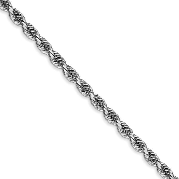 3.3mm, 14k White Gold D/C Quadruple Rope Chain Necklace, 18 Inch