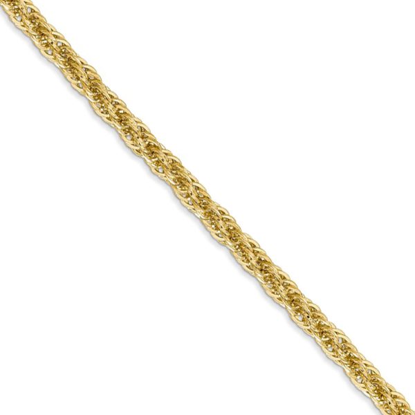 3.3mm 14k Yellow Gold Diamond Cut Hollow Rope Chain Necklace, 16 Inch