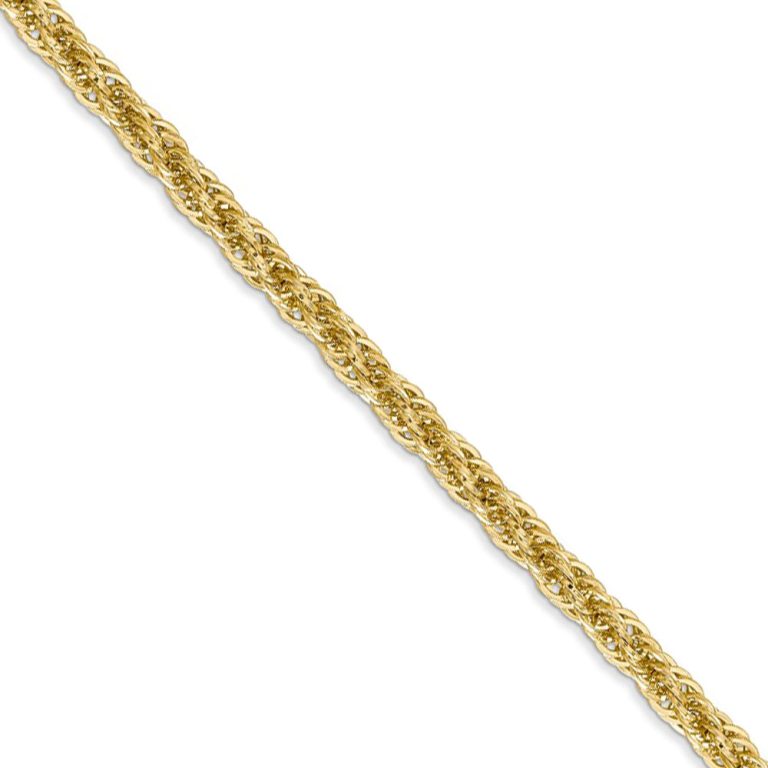 3.3mm 14k Yellow Gold Diamond Cut Hollow Rope Chain Necklace, 16 Inch