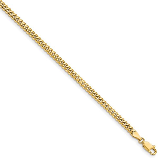 3.5mm 14k Yellow Gold Solid Miami Cuban (Curb) Chain Necklace, 18 Inch