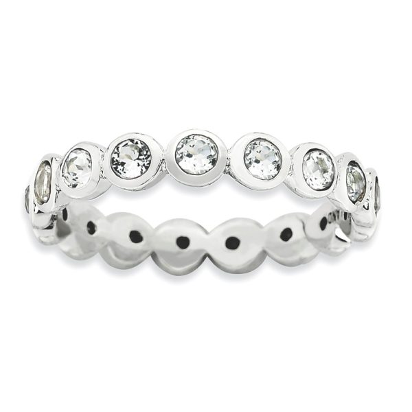 3.5mm Sterling Silver with Crystals Band Size 10