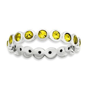 3.5mm Sterling Silver with Yellow Crystals Band Size 5