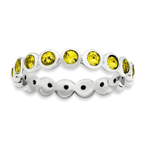 3.5mm Sterling Silver with Yellow Crystals Band Size 5