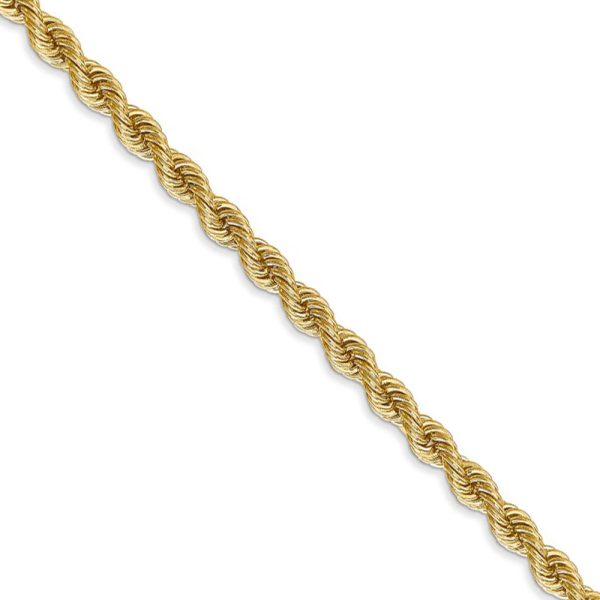 3.65mm 14k Yellow Gold Handmade Solid Rope Chain Necklace, 20 Inch