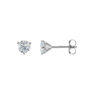 3/4 Cttw Round Diamond Friction Back Stud Earrings in 14k White Gold