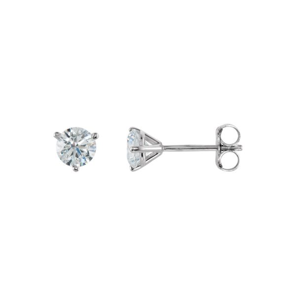 3/4 Cttw Round Diamond Friction Back Stud Earrings in 14k White Gold