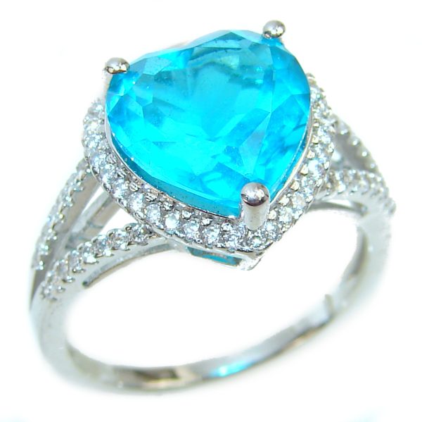 35.5 carat Swiss Blue Topaz .925 Sterling Silver handmade Ring size 8 1/4