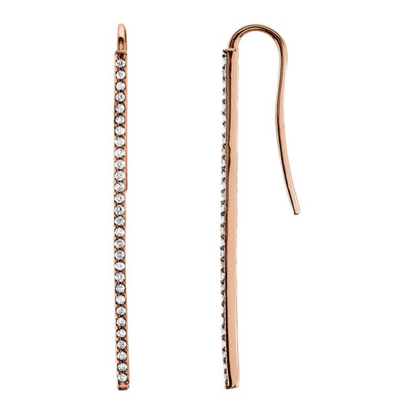 36mm 14k Rose Gold 1/4 CTW (H-I, I1) Diamond Vertical Bar Earrings