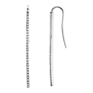 36mm 14k White Gold 1/4 CTW (H-I, I1) Diamond Vertical Bar Earrings