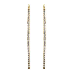 36mm 14k Yellow Gold 1/4 CTW (H-I, I1) Diamond Vertical Bar Earrings