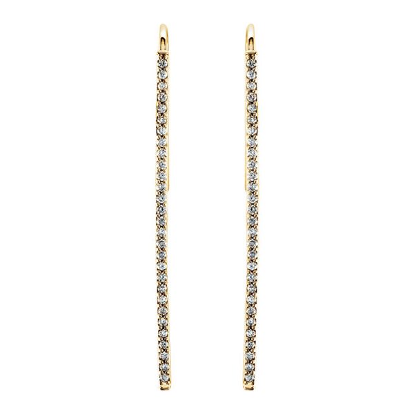 36mm 14k Yellow Gold 1/4 CTW (H-I, I1) Diamond Vertical Bar Earrings