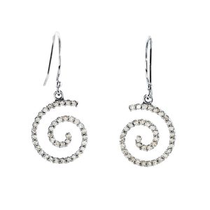 3/8 cttw Diamond Spiral Earrings in 14k White Gold