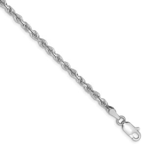 3mm 10k White Gold D/C Quadruple Rope Chain Bracelet, 7 Inch