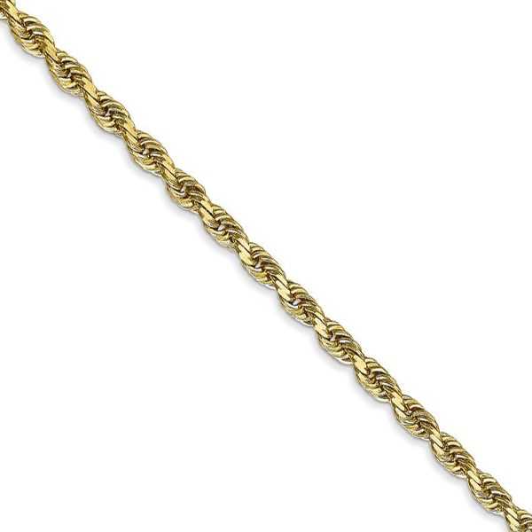 3mm 10k Yellow Gold D/C Quadruple Rope Chain Necklace, 18 Inch