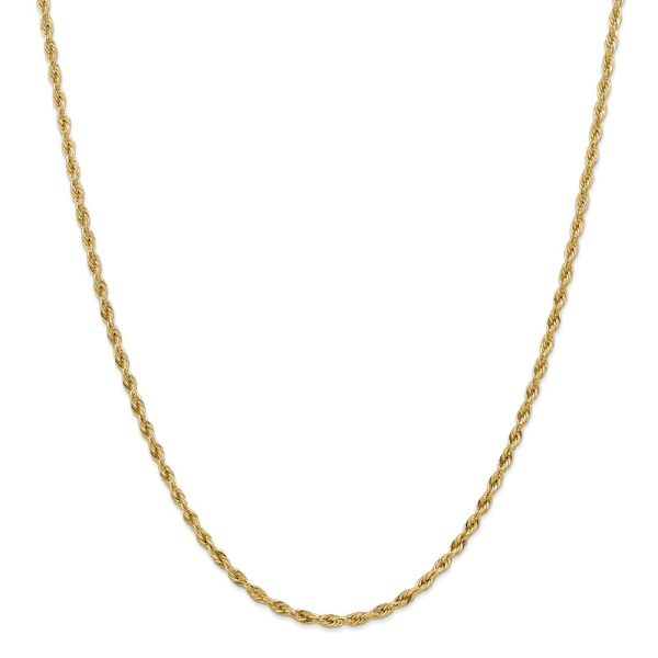 3mm 10k Yellow Gold Hollow Rope Chain Necklace, 16 Inch