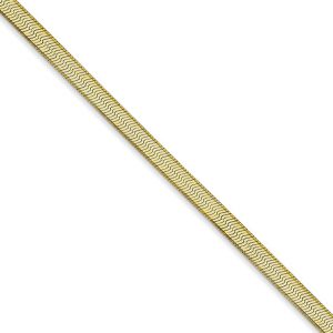 3mm 10k Yellow Gold Solid Herringbone Chain Necklace, 16 Inch