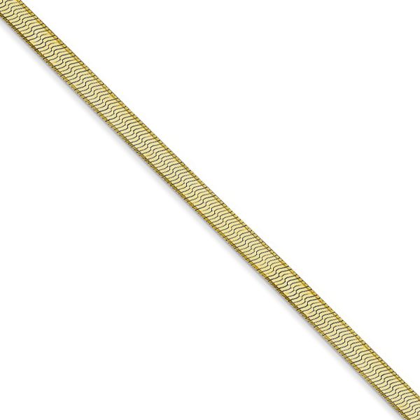 3mm 10k Yellow Gold Solid Herringbone Chain Necklace, 18 Inch