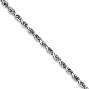 3mm, 14k White Gold D/C Quadruple Rope Chain Necklace, 18 Inch