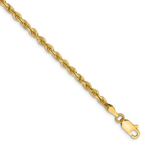 3mm, 14k Yellow Gold, D/C Quadruple Rope Chain Bracelet, 7 Inch