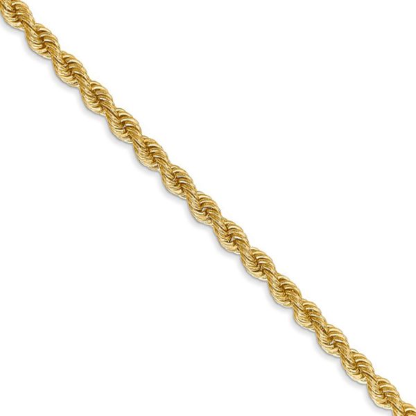 3mm, 14k Yellow Gold, Handmade Solid Rope Chain Necklace, 18 Inch