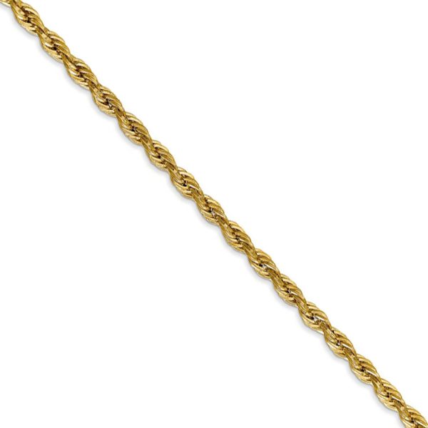 3mm 14k Yellow Gold Hollow Rope Chain Necklace, 18 Inch