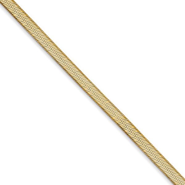 3mm, 14k Yellow Gold, Solid Herringbone Chain Necklace, 16 Inch