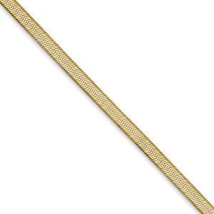 3mm, 14k Yellow Gold, Solid Herringbone Chain Necklace, 20 Inch