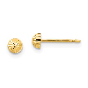 3mm Diamond-cut Half-Ball Post Earrings in 14k Yellow Gold