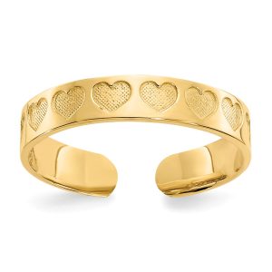 3mm Textured Heart Toe Ring in 14K Yellow Gold