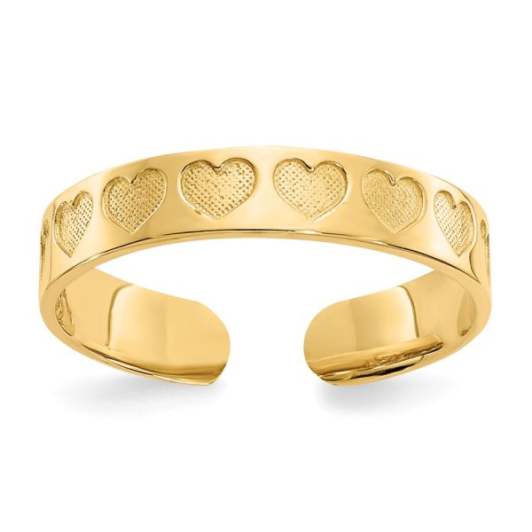 3mm Textured Heart Toe Ring in 14K Yellow Gold