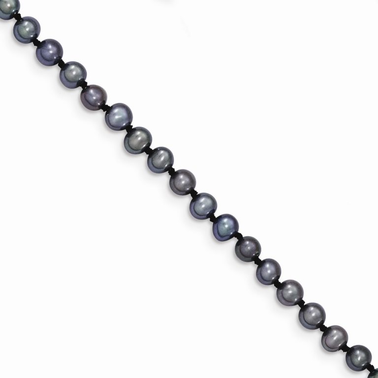 4-5mm, Black FW Cultured Pearl & 14k Yellow Gold Necklace, 20 Inch