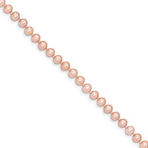 4-5mm, Pink FW Cultured Pearl & 14k Yellow Gold Necklace, 16 Inch