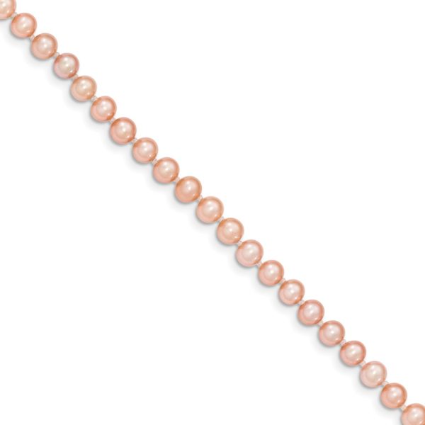 4-5mm, Pink FW Cultured Pearl & 14k Yellow Gold Necklace, 20 Inch