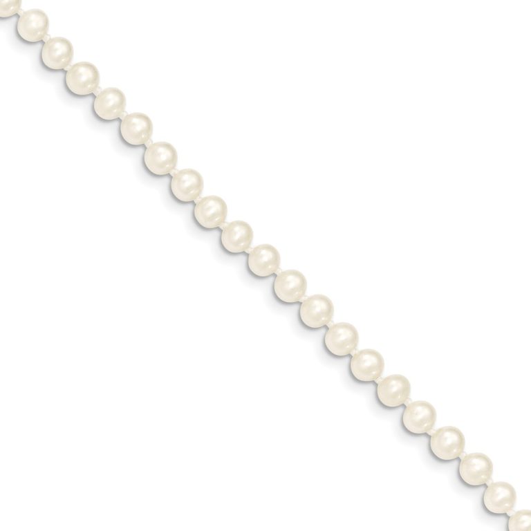 4-5mm, White FW Cultured Pearl & 14k Yellow Gold Necklace, 18 Inch